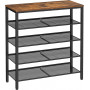 Skoställ 5-våning 75x28x93 cm - Vintage brun-svart