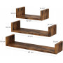 Vägghylla Set U-Formad 3 st Vintage Brun 60 - 45 - 30 cm