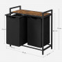Tvättkorg Ställ Dubbel (2 x 46 L) Uttagbara Fack 73 x 33 x 72 cm Svart