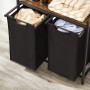 Tvättkorg Ställ Dubbel (2 x 46 L) Uttagbara Fack 73 x 33 x 72 cm Svart