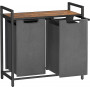 Tvättkorg Ställ Dubbel (2 x 46 L) Uttagbara Fack 73 x 33 x 72 cm Grå