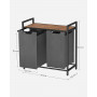 Tvättkorg Ställ Dubbel (2 x 46 L) Uttagbara Fack 73 x 33 x 72 cm Grå