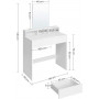 Sminkbord Med Spegel 80 x 40 X 140 cm Vit