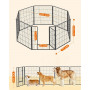 XXL Hundhage Flexibel Design - 8 Panel à 77 x 100 cm Metall Svart