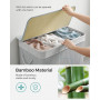 Tvättkorg i Bambu 150L med 3 Fack, Avtagbar Påse, Lock - Grå