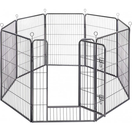 XXL Hundhage Flexibel Design - 8 Panel à 77 x 100 cm Metall Grå