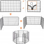 XXL Hundhage Flexibel Design - 8 Panel à 77 x 100 cm Metall Grå