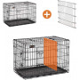 Hundbur med Avtagbar mellanvägg 2 dörrar 107 x 70 x 77,5 cm