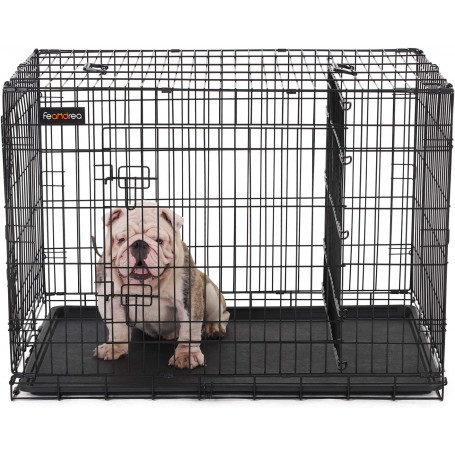 Hundbur med Avtagbar mellanvägg 2 dörrar 107 x 70 x 77,5 cm