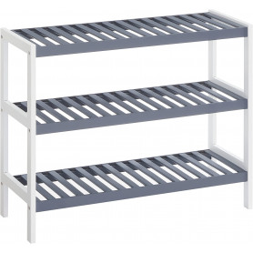 Bambu skohylla 3 nivåer 70×55×26 cm vit grå hallförvaring lättmonterad