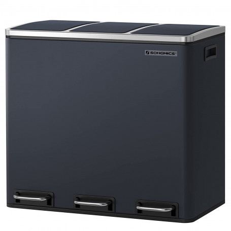 Pedalhink 54 liter 3 Fack x 18 L Rostfri Stål Sortering Soptunna