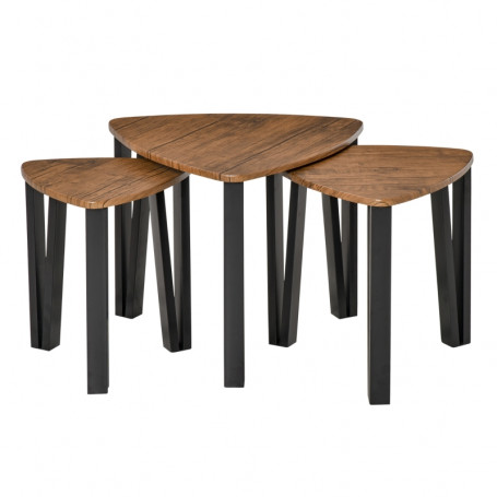 Satsbord 3 st Soffbord Set Trianglar Brun/Svart