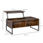 Soffbord Med Höjdjusterbar Bord 100 x 60 x 40 cm Vintage Brun