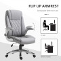 Ergonomisk Kontorsstol Fällbar Armstöd Grå Läder 69,5 x 76 x 113-121 cm
