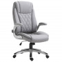 Ergonomisk Kontorsstol Fällbar Armstöd Grå Läder 69,5 x 76 x 113-121 cm