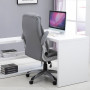 Ergonomisk Kontorsstol Fällbar Armstöd Grå Läder 69,5 x 76 x 113-121 cm