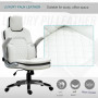 Ergonomisk Kontorsstol Vit Läder med Fällbara Armstöd
