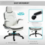 Ergonomisk Kontorsstol Vit Läder med Fällbara Armstöd