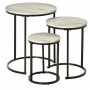Satsbord x3 Sidobord Rund Industriell Design - Svart - Grå