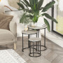 Satsbord x3 Sidobord Rund Industriell Design - Svart - Grå