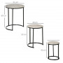 Satsbord x3 Sidobord Rund Industriell Design - Svart - Grå