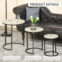 Satsbord x3 Sidobord Rund Industriell Design - Svart - Grå