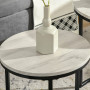 Satsbord x3 Sidobord Rund Industriell Design - Svart - Grå