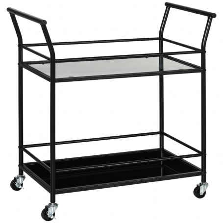 Rullbar Köksvagn Metall Serveringsvagn med Glashylla 75 cm x 40 cm x 80 cm