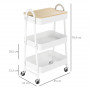 Serveringsvagn Med 3 Korghyllor 45 x 31 x 79,4 cm Vit Metall