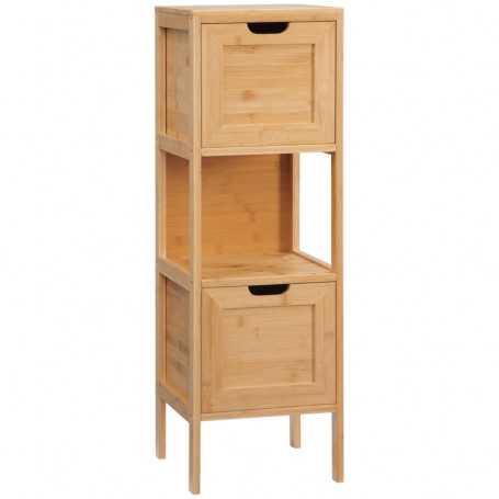 Badrumsskåp Bambu 2 Lådor och Fack 30 x 30 x 90 cm