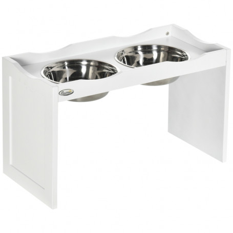 Matställ För Stora Hundar 2x2 Liter Skålar Matt - Vatten Feeder 63 x 30 x 24 cm Rostfritt stål