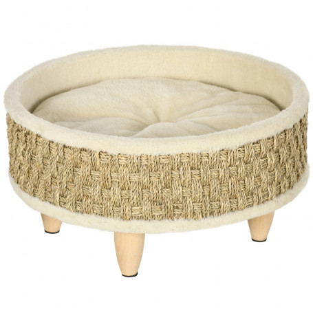 Husdjurssäng Med Ben 48 x 48 x 24,5 cm Till Katt / Hund - Naturlig Beige
