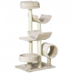 Klöställning Med Tunnel, Plattformar & Kattsäng – 50×40×105 cm, Bei...