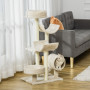 Beige Katträd 105 cm med Lektunnel, Flera Plattformar, Kattsäng