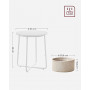 Runt Sidobord med Tygkorg 45 x 50 cm Vit-Beige