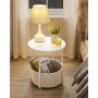 Runt Sidobord med Tygkorg 45 x 50 cm Vit-Beige