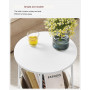 Runt Sidobord med Tygkorg 45 x 50 cm Vit-Beige