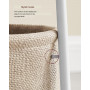 Runt Sidobord med Tygkorg 45 x 50 cm Vit-Beige