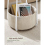 Runt Sidobord med Tygkorg 45 x 50 cm Vit-Beige