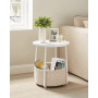 Runt Sidobord med Tygkorg 45 x 50 cm Vit-Beige