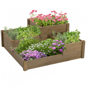 Odlingslåda x4 Planteringskärl på 3 Nivåer Väderbeständig 122 x 122...