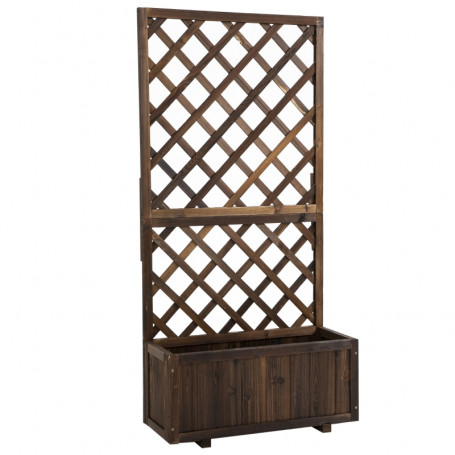 Planteringslåda Med Spaljé 72,5×31,5×149,5 Cm – Massiv Gran, Brun, ...