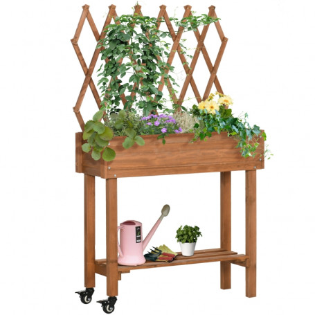 Rullbar Blomlåda med Spaljé / Planteringskärl på Ben 79 x 29 x 130 cm