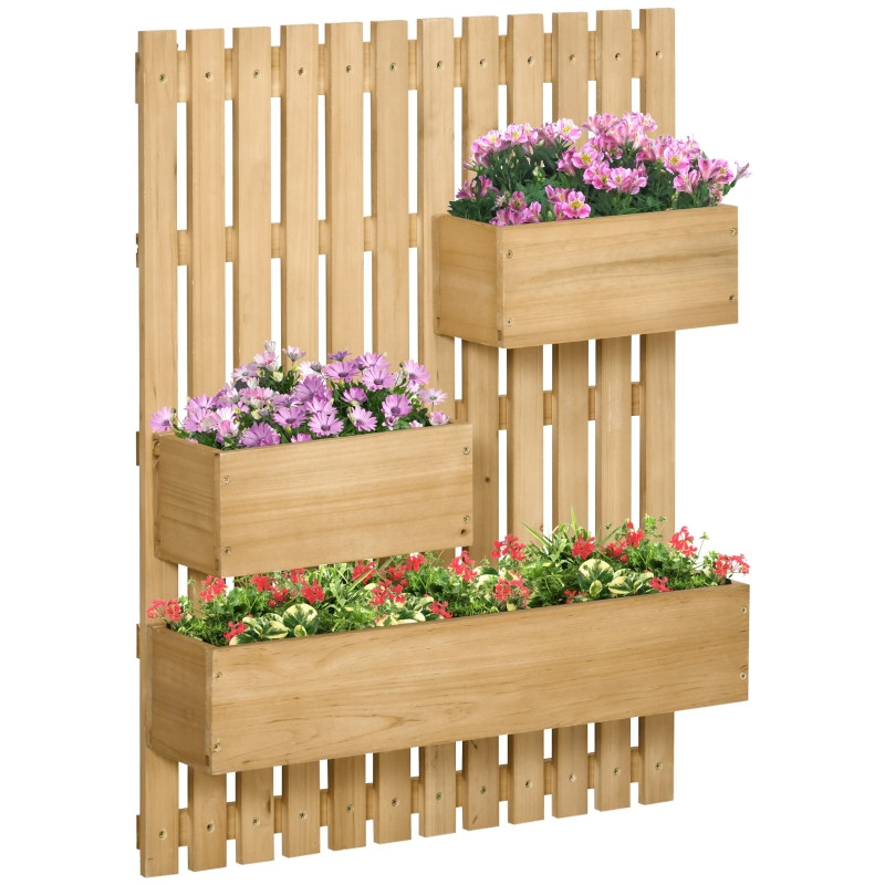Vägg Blomlåda Set 60 x 16 x 80 cm Väggställ med 3 Planteringslådor