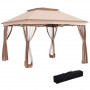 Hopfällbart Paviljong med Sidoväggar Transportväska khaki 3,25 x 3,25 x 2,65 m