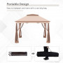 Hopfällbart Paviljong med Sidoväggar Transportväska khaki 3,25 x 3,25 x 2,65 m