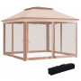 Hopfällbart Paviljong med Sidoväggar Transportväska khaki 3,25 x 3,25 x 2,65 m