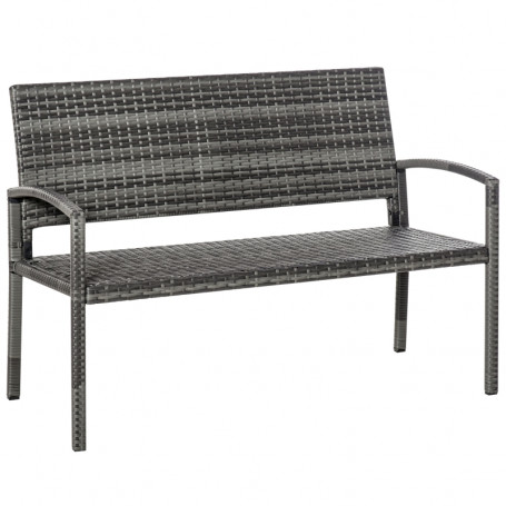 Trädgårdsbänk med Stålram för 2 Personer, Grå 122 x 60 x 87 cm