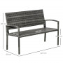 Trädgårdsbänk med Stålram för 2 Personer, Grå 122 x 60 x 87 cm