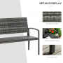 Trädgårdsbänk med Stålram för 2 Personer, Grå 122 x 60 x 87 cm
